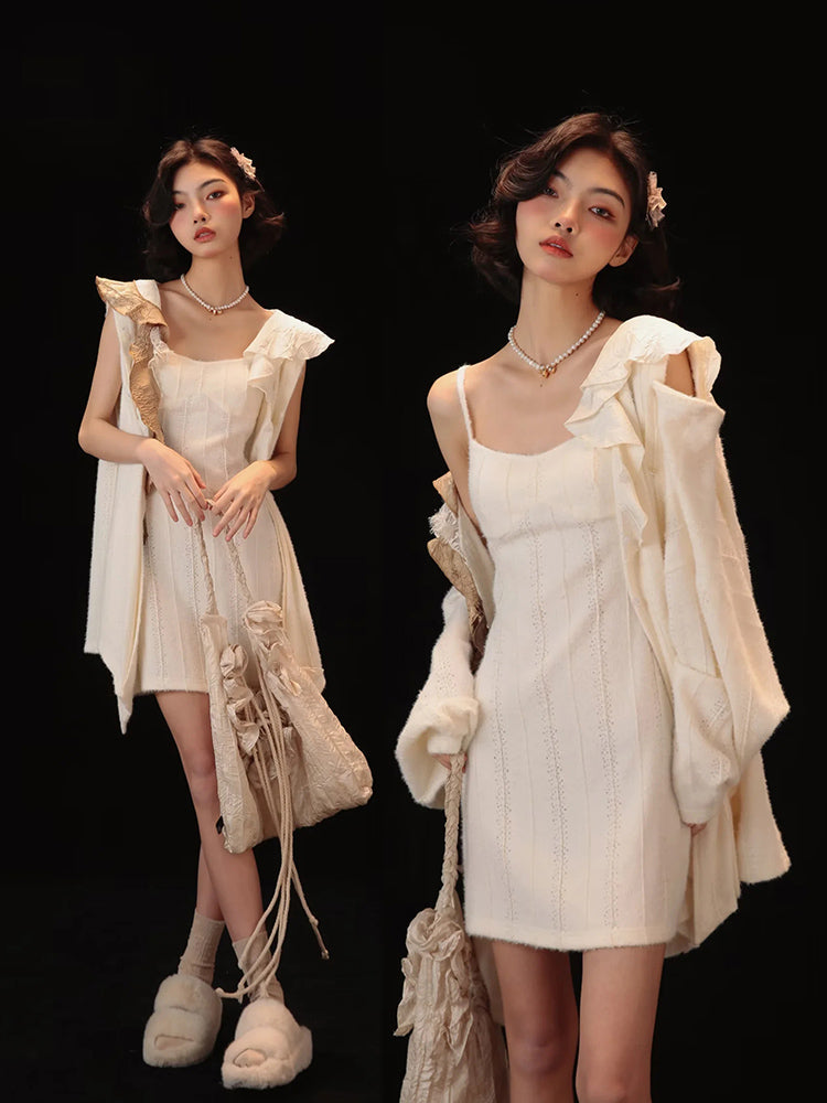 Shirt&One-piece Ruffle Slim Set-up