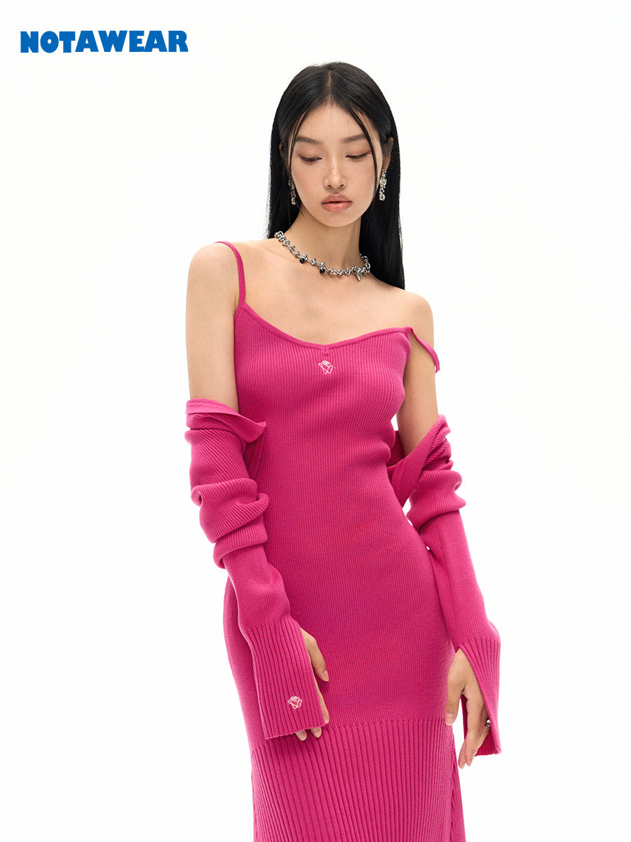 Summer-Knit Mermaid Tight Vivid Cardigan&One-Piece