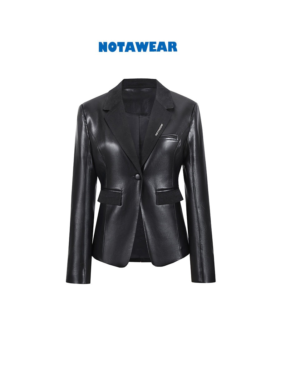 Leather Handsome Plain Jacket