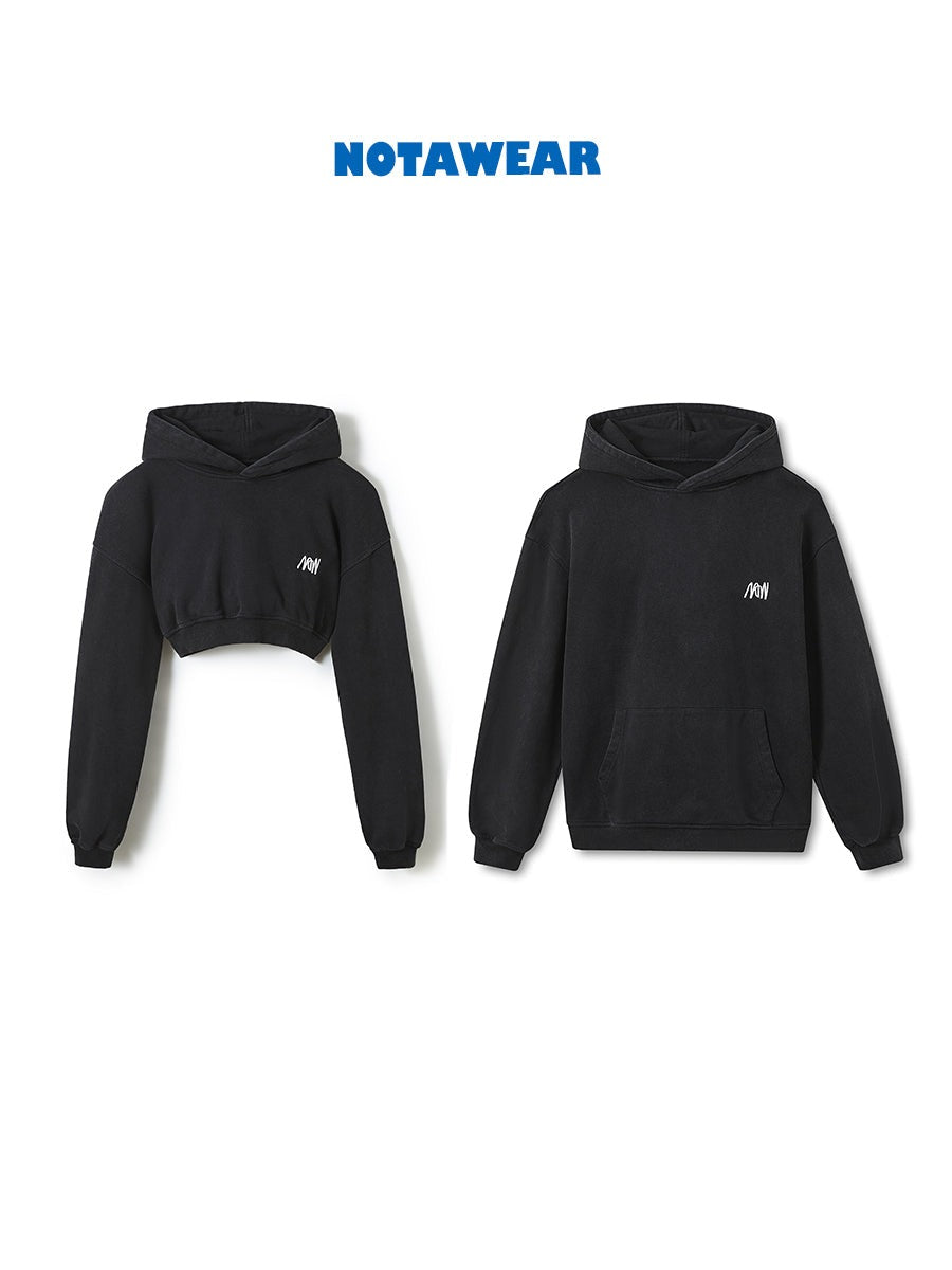 2type Sweat Cropped Casual Hoodie Parka