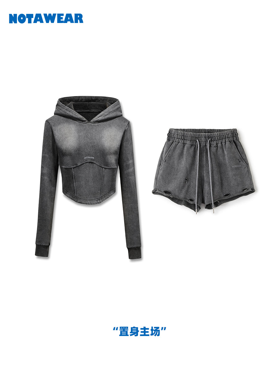 Casual Faded Set-Up Vintage Parka&Short-Pants