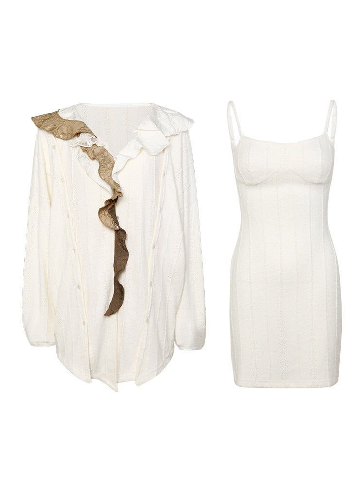 Shirt&One-piece Ruffle Slim Set-up