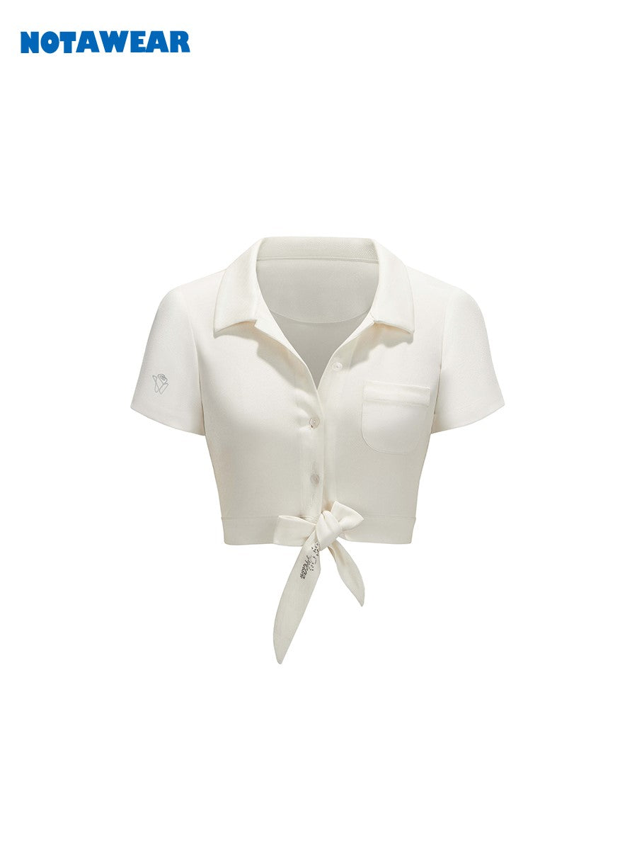 Ribbon Casual Cropped Spring&Summer Tops