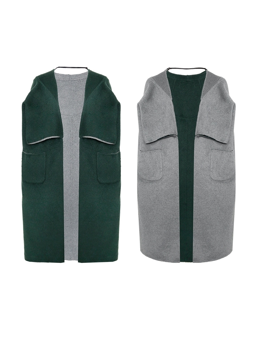 Reversible 2way Wool Long&Short Cradigan