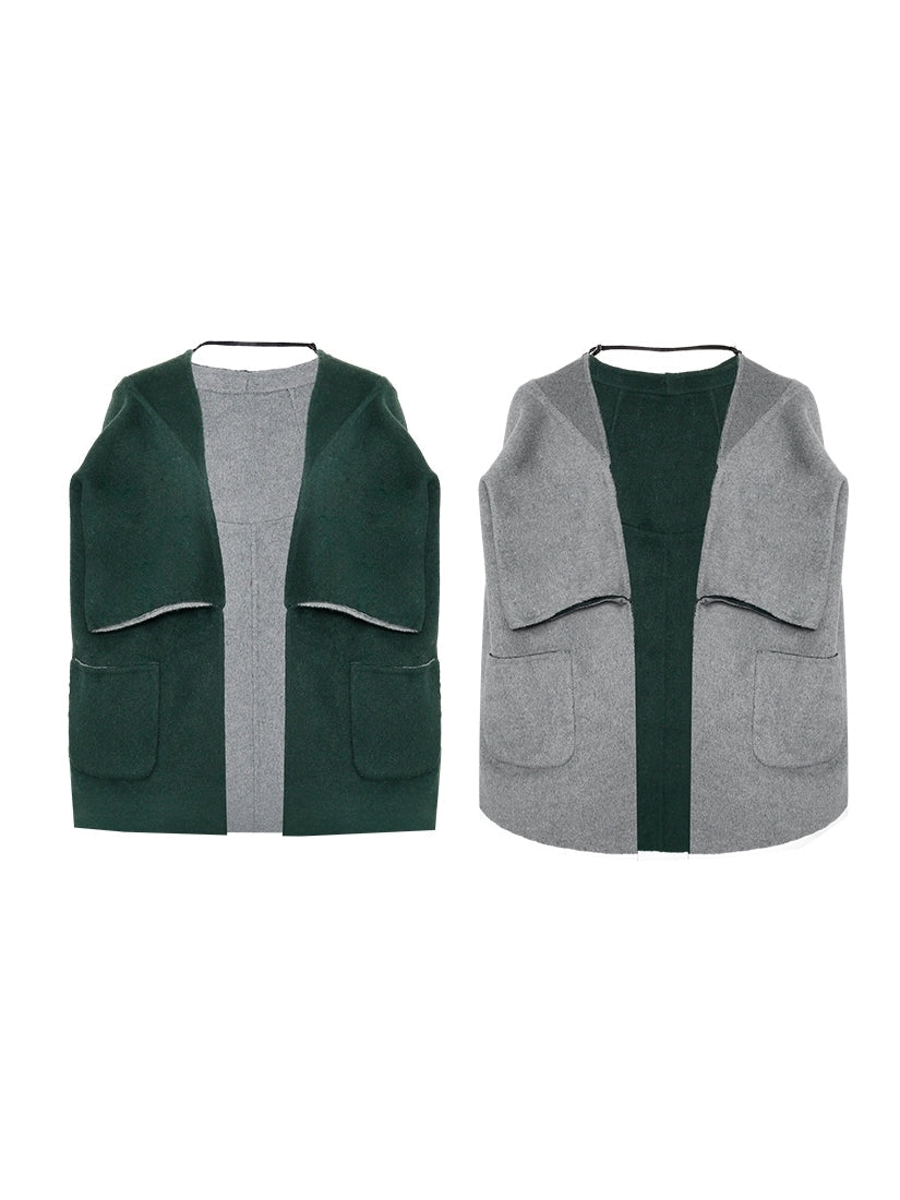 Reversible 2way Wool Long&Short Cradigan