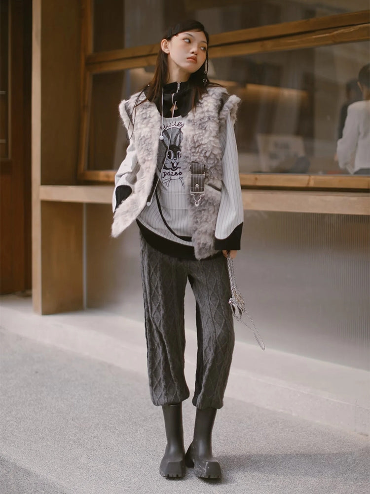 Cable-Knit Casual Jogger-pants Knit-pants