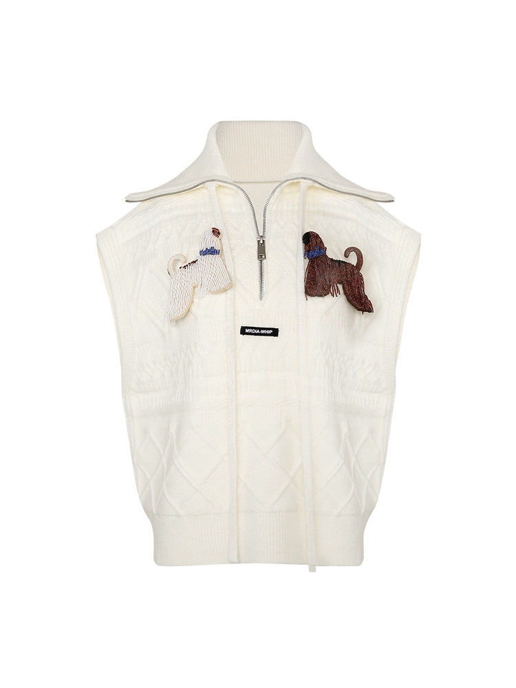 College Dog Cute Shirt&Knit-Vest