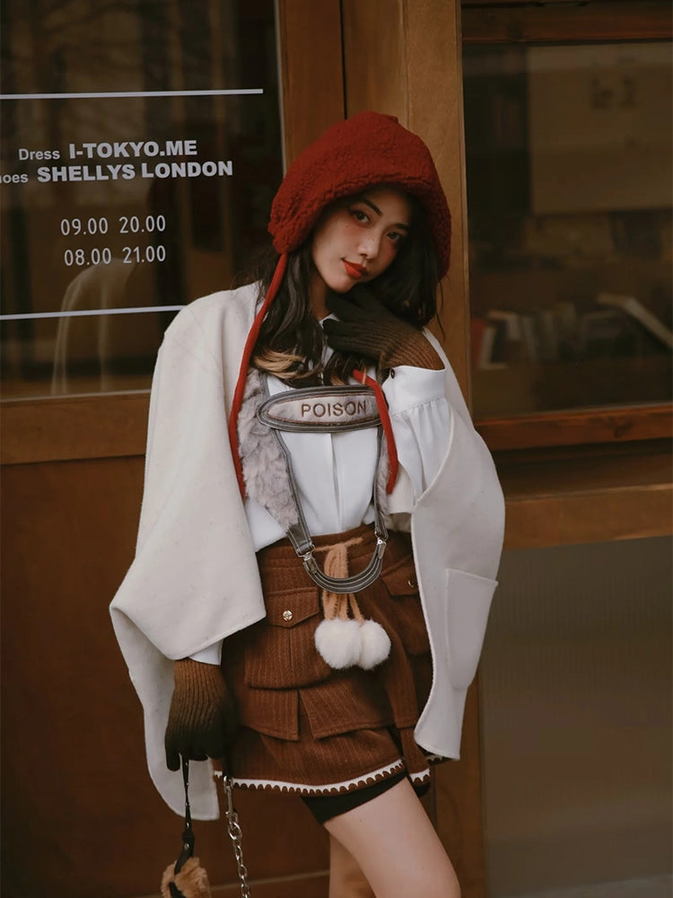 Tiered Ponpon Flare Cute Skirt