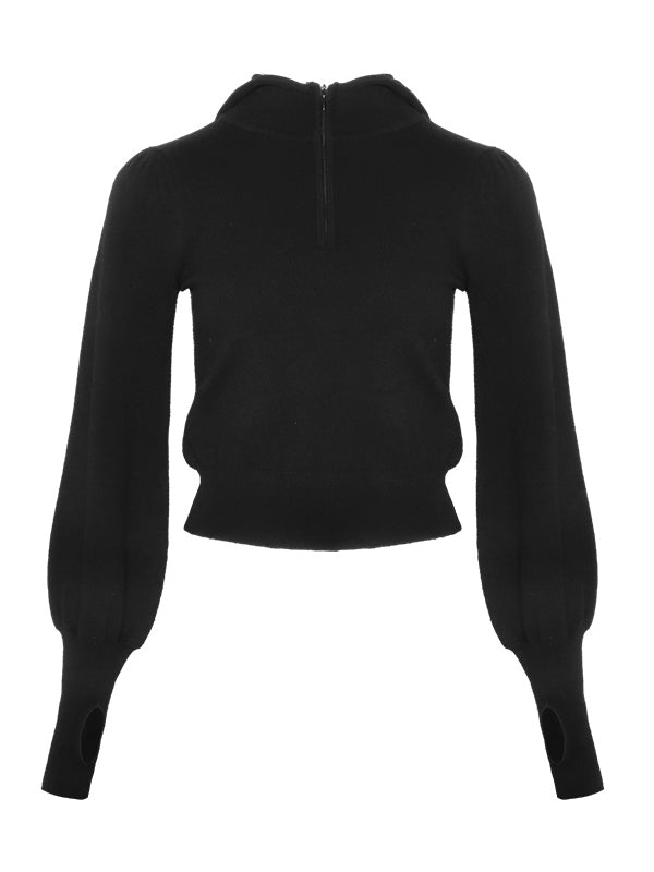 Cropped Hoodie Casual Knit