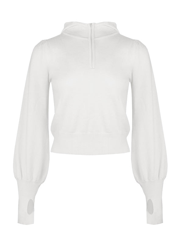 Cropped Hoodie Casual Knit