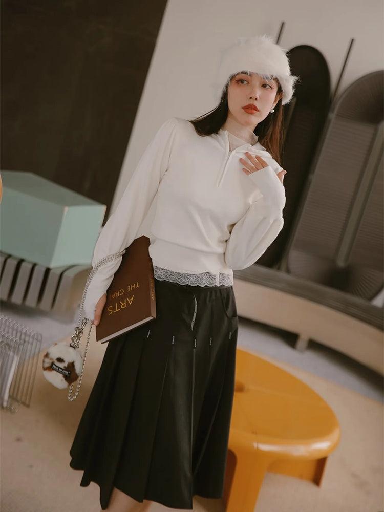 Cropped Hoodie Casual Knit