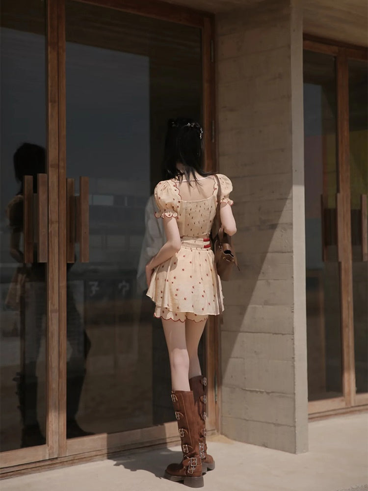 Dot Petal Cute Lace Bustier&Blouse&pants
