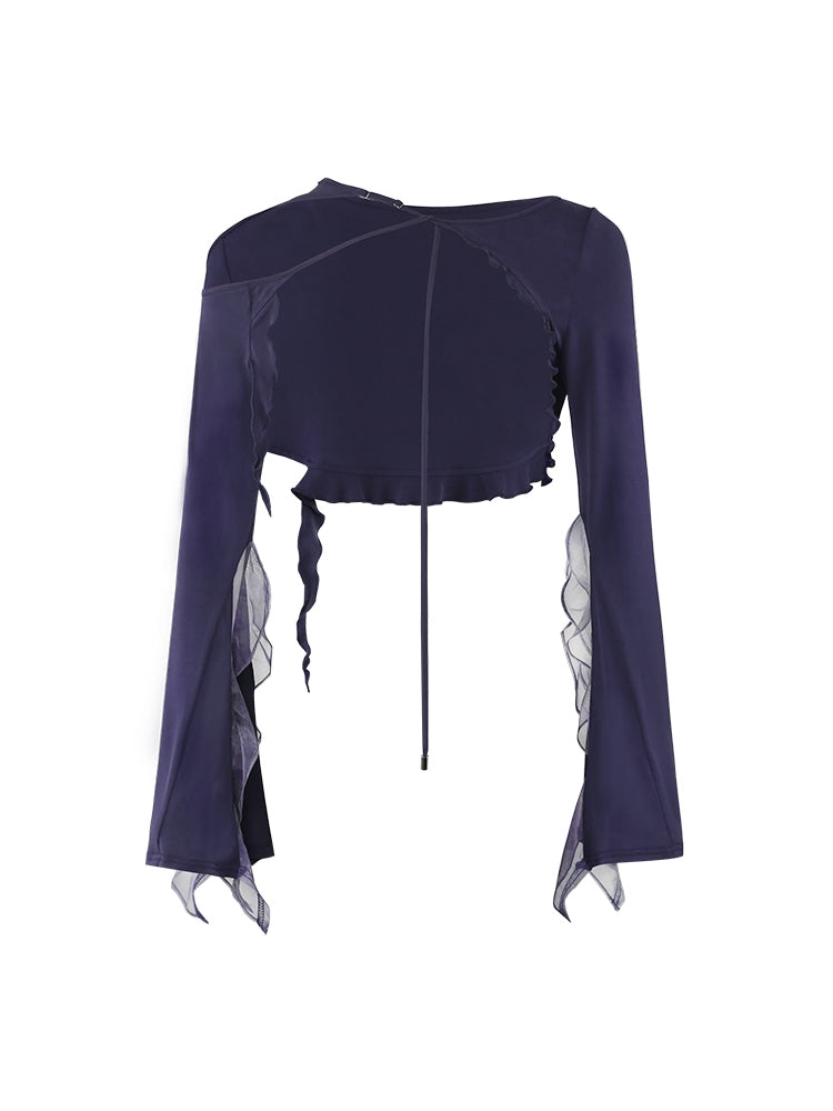 Butterfly Ciffon Lace-up Cardigan&One-piece