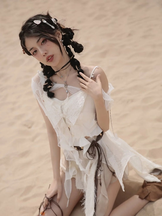 Butterfly Fairy Asummetry Lace Tops