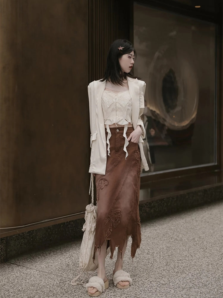 Butterfly Fairy Asummetry Lace Tops