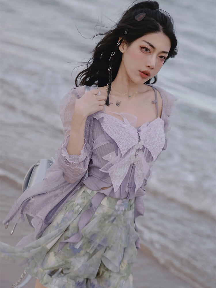 Butterfly Fairy Asummetry Lace Tops