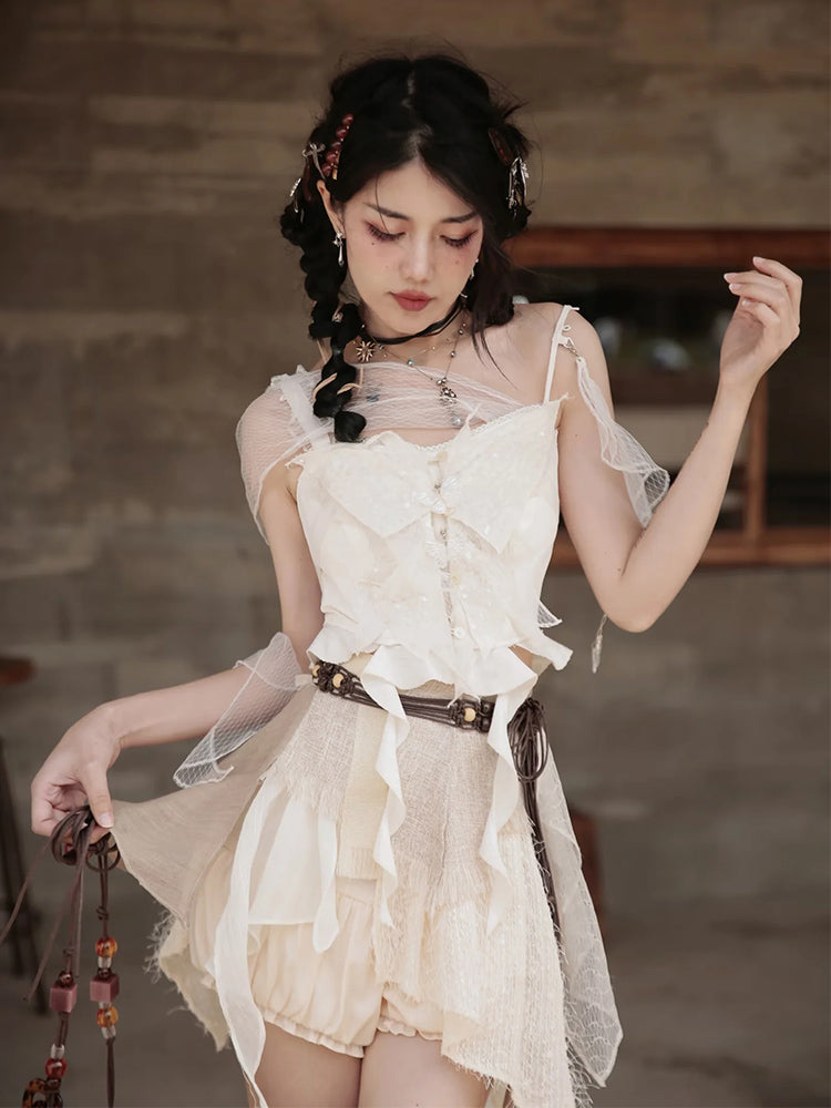 Butterfly Fairy Asummetry Lace Tops