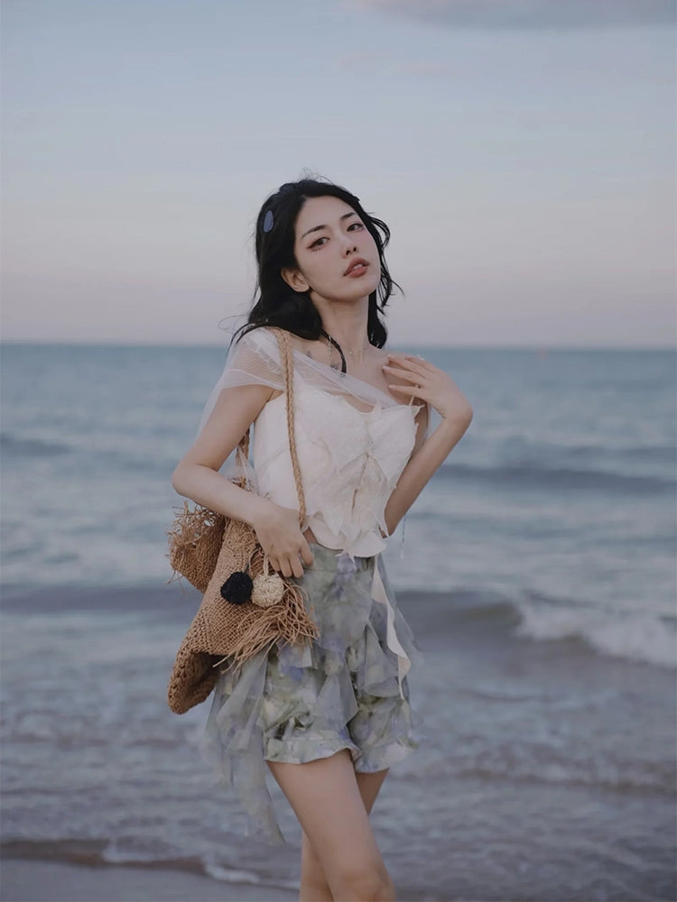 Butterfly Fairy Asummetry Lace Tops