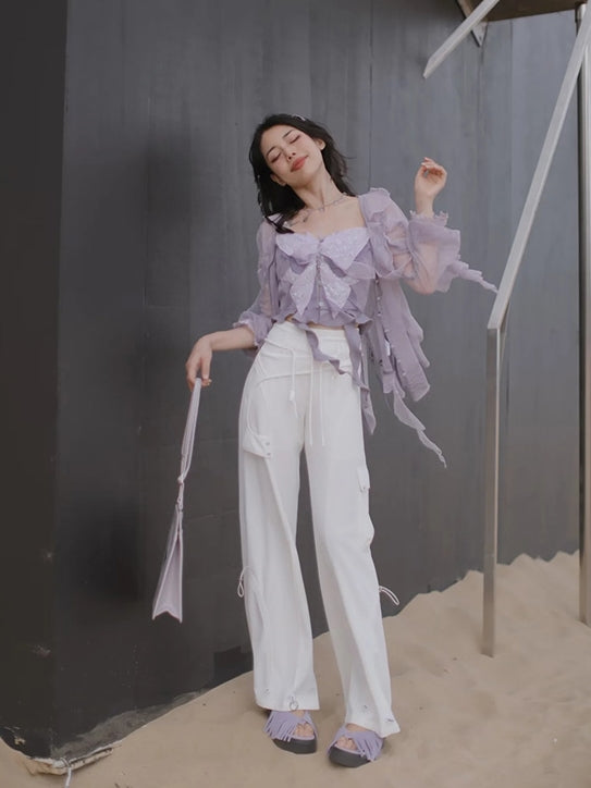 Butterfly Fairy Asummetry Lace Tops