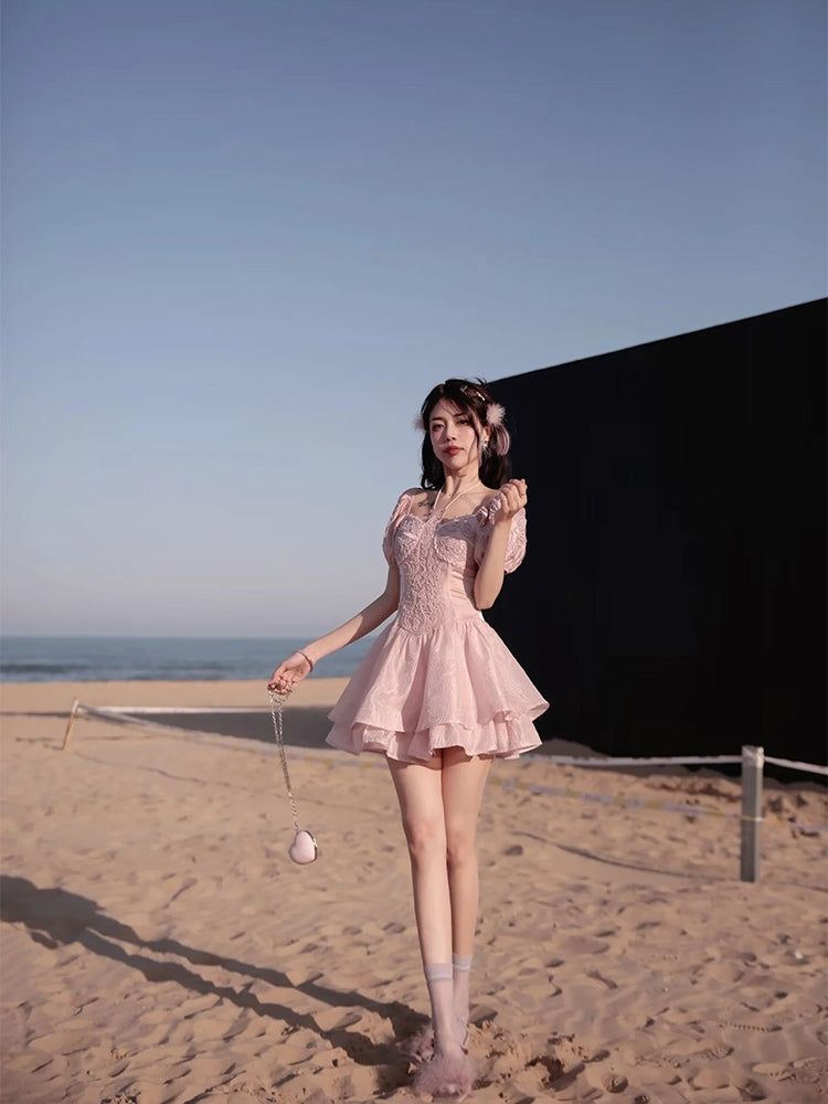 Princess Fairy Sheer Embroidery Cardigan&One-piece