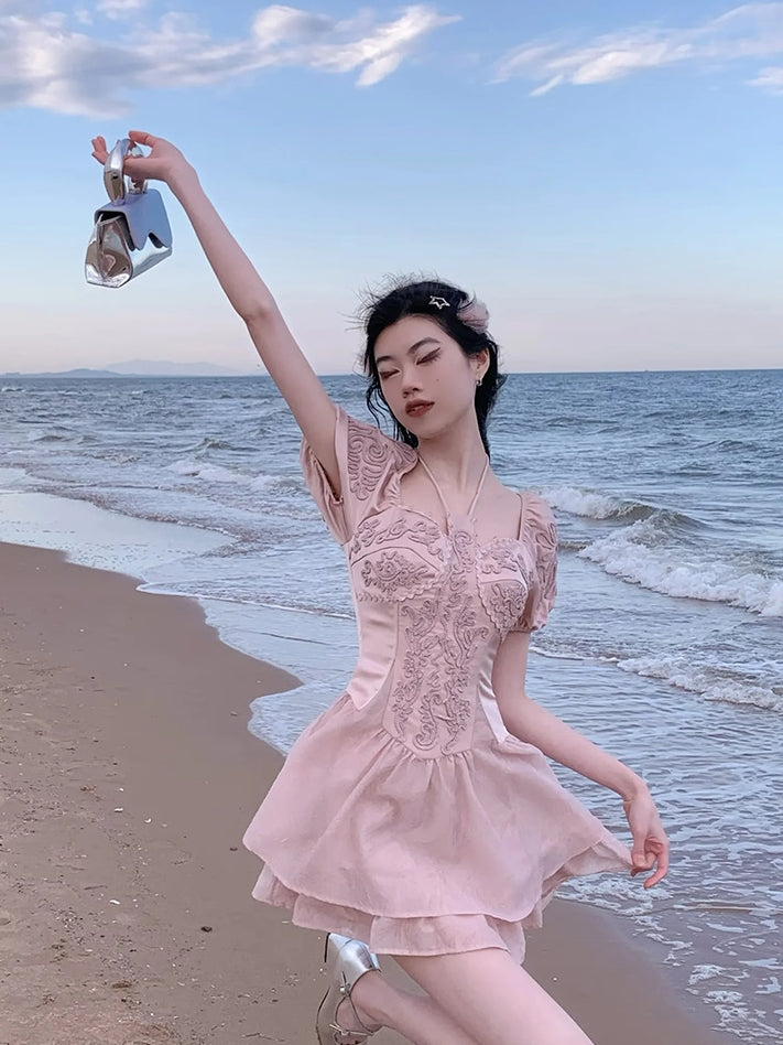 Princess Fairy Sheer Embroidery Cardigan&One-piece