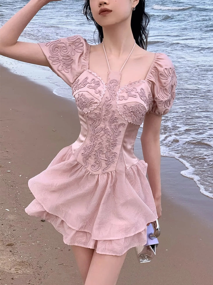 Princess Fairy Sheer Embroidery Cardigan&One-piece