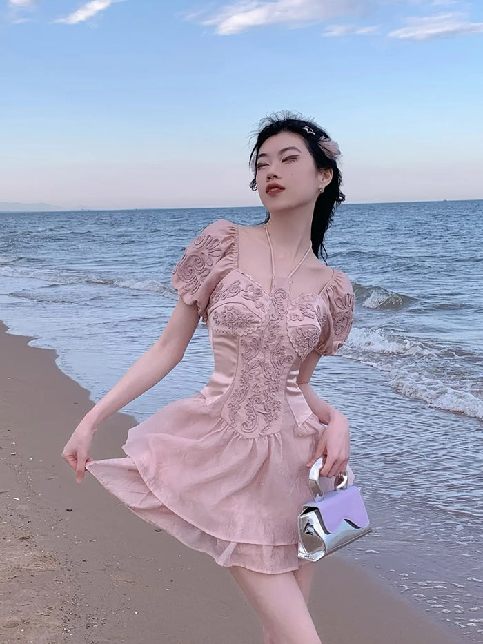 Princess Fairy Sheer Embroidery Cardigan&One-piece