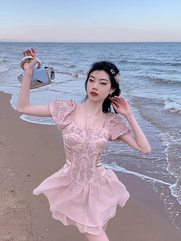 Princess Fairy Sheer Embroidery Cardigan&One-piece