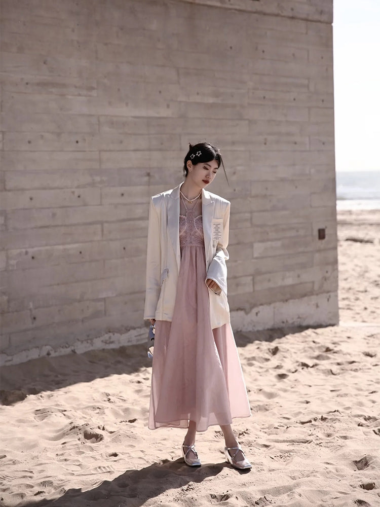 Princess Fairy Sheer Embroidery Cardigan&One-piece