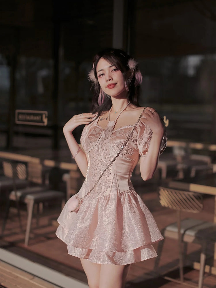 Princess Fairy Sheer Embroidery Cardigan&One-piece