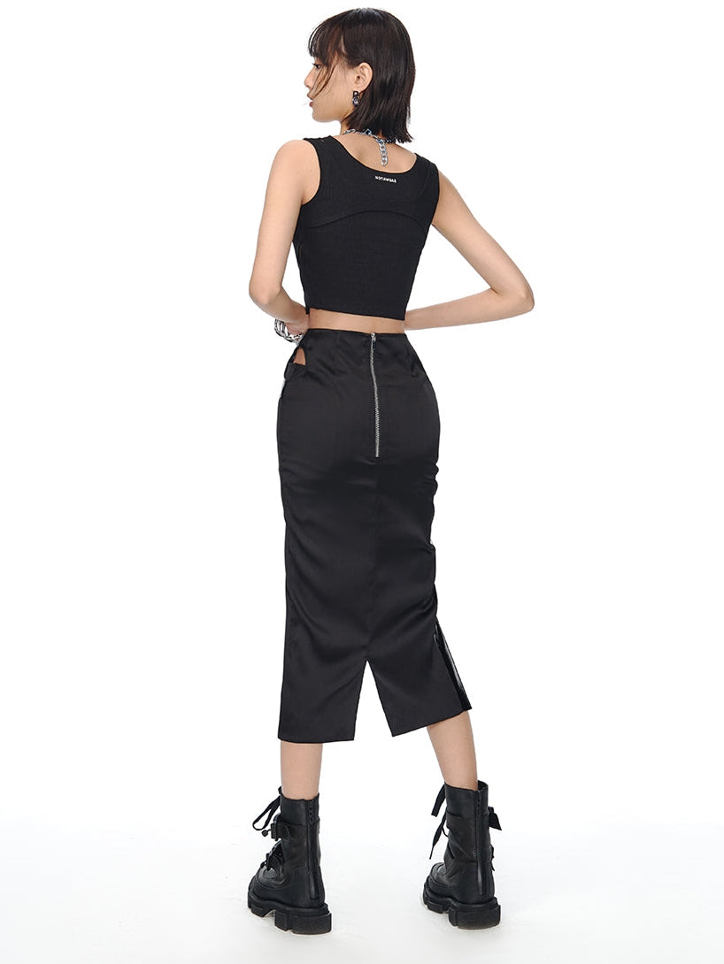Patchwork Leather Skirt