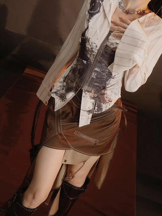 Retro Patchwork Fish-Tail Nichi Pants&Skirt