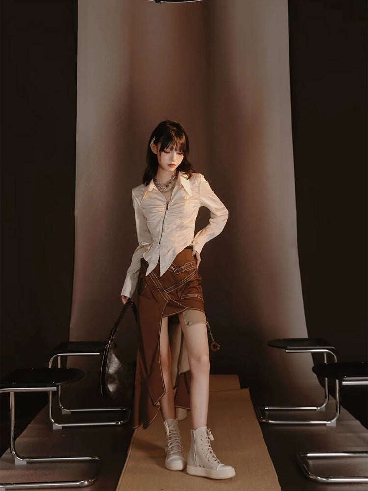 Retro Patchwork Fish-Tail Nichi Pants&Skirt