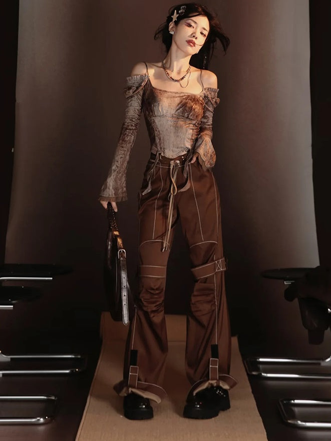 Retro Patchwork Fish-Tail Nichi Pants&Skirt