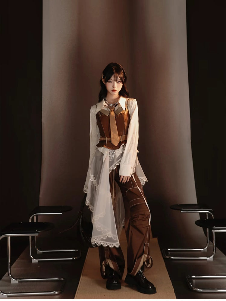 Retro Patchwork Fish-Tail Nichi Pants&Skirt