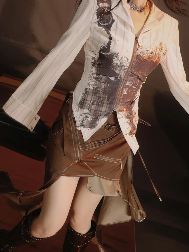 Retro Patchwork Fish-Tail Nichi Pants&Skirt