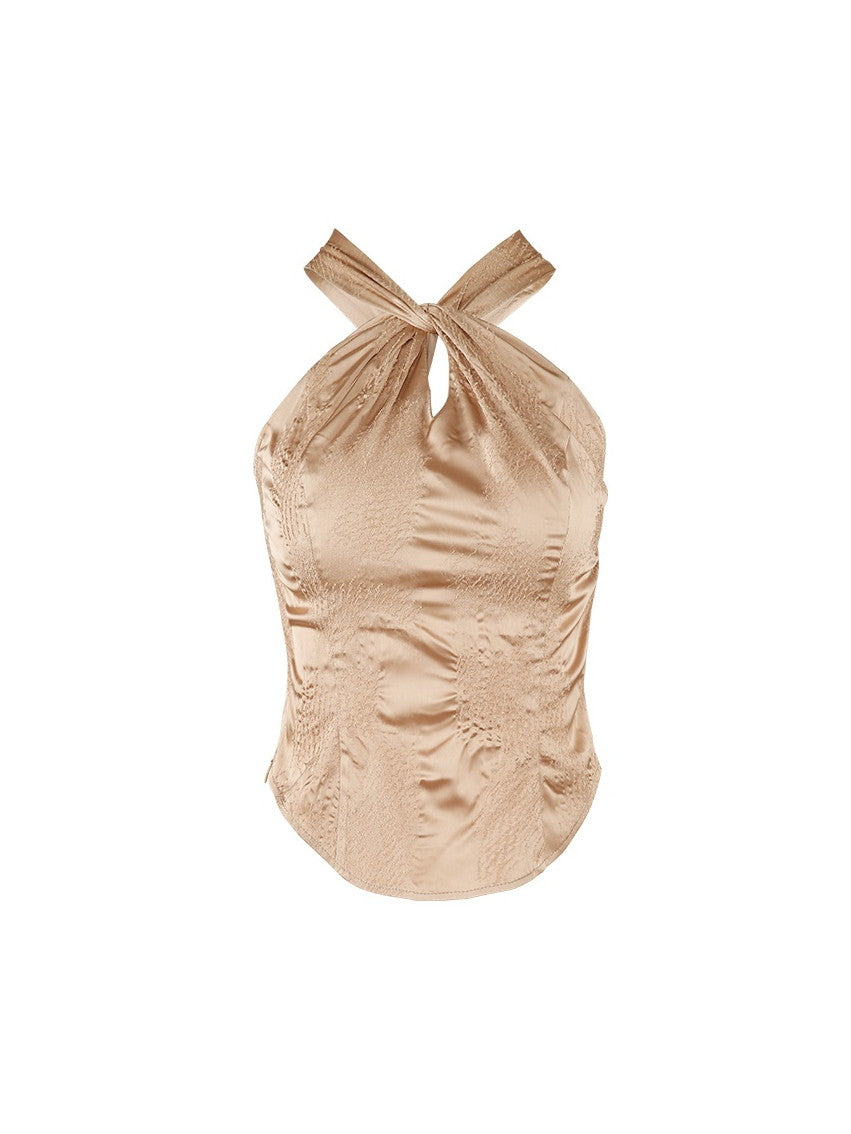 Satin Layered Loose Fluffiy Knit&Camisole