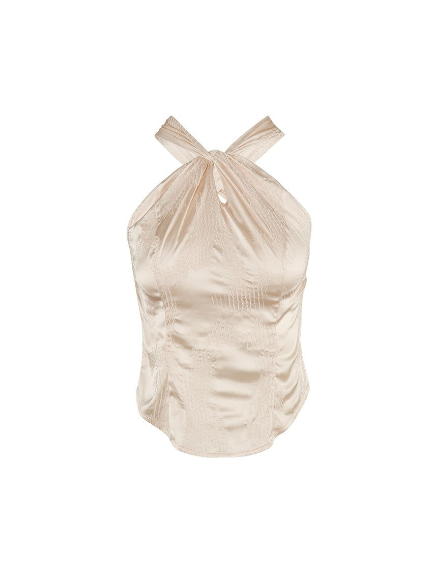 Satin Layered Loose Fluffiy Knit&Camisole