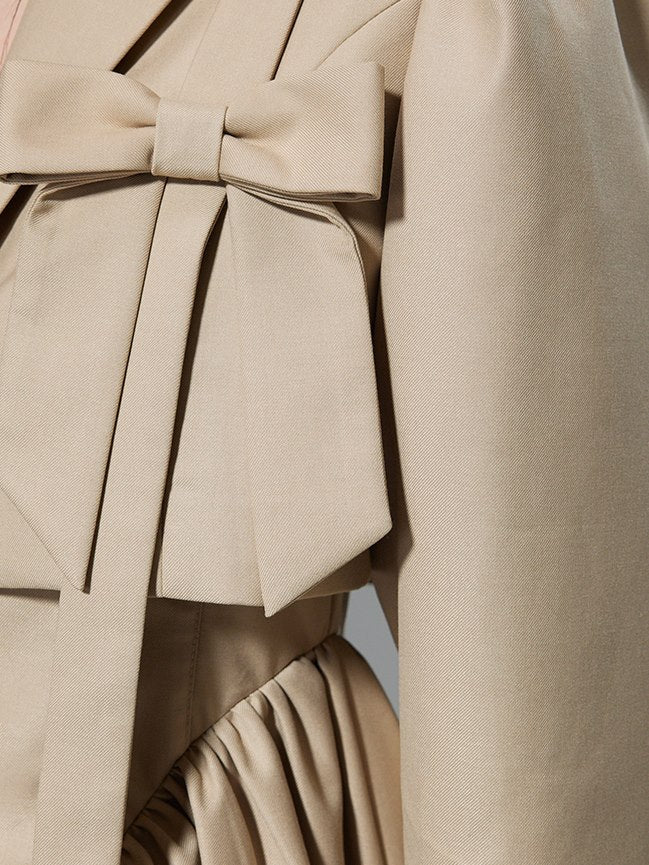 Plain Trench Ribbon Jacket&One-piece
