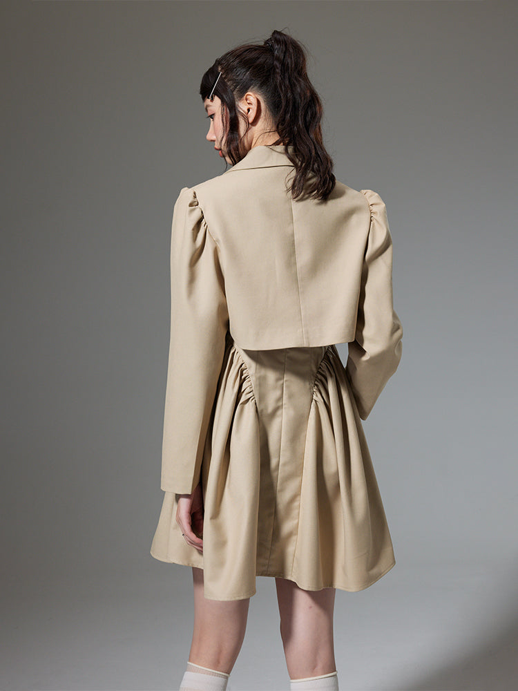 Plain Trench Ribbon Jacket&One-piece