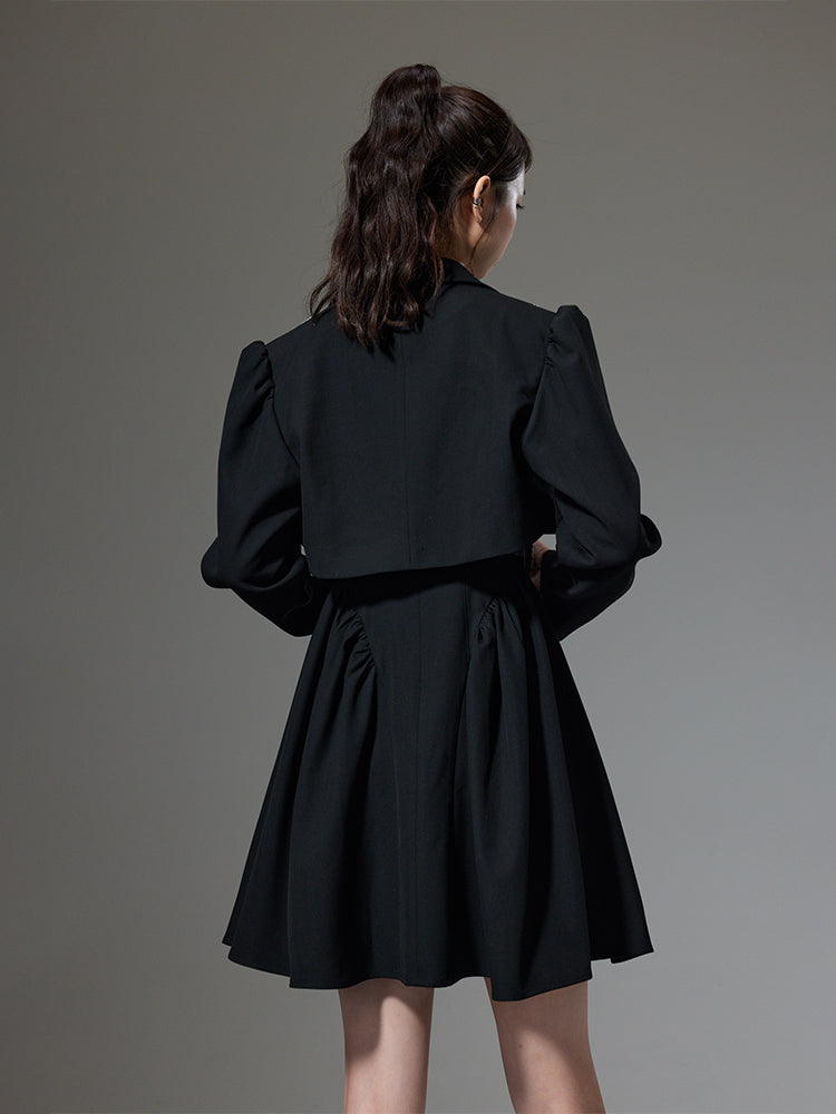 Ribbon Plaid Fkare short Jacket&One-piece
