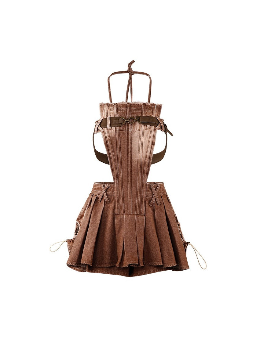 Retro Nichi Gradation Tassel One-Piece&Blouse&Belt