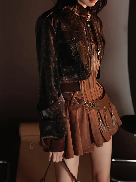 Retro Nichi Gradation Tassel One-Piece&Blouse&Belt