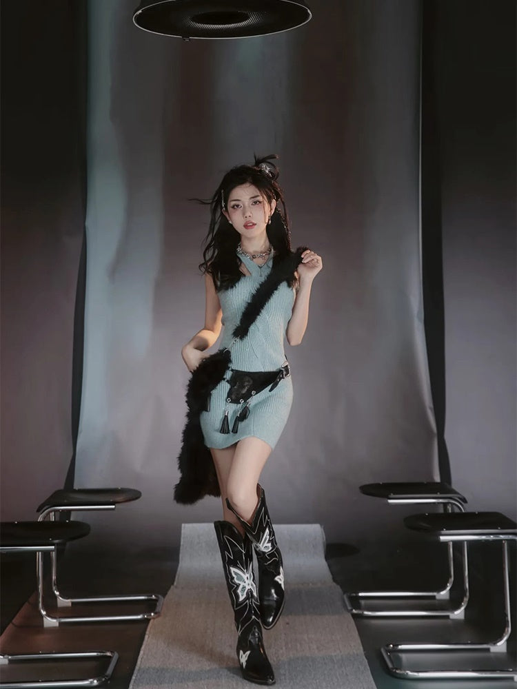 Tie-Dye Refreshing Chic Knit-One-Piece&Long-Skirt