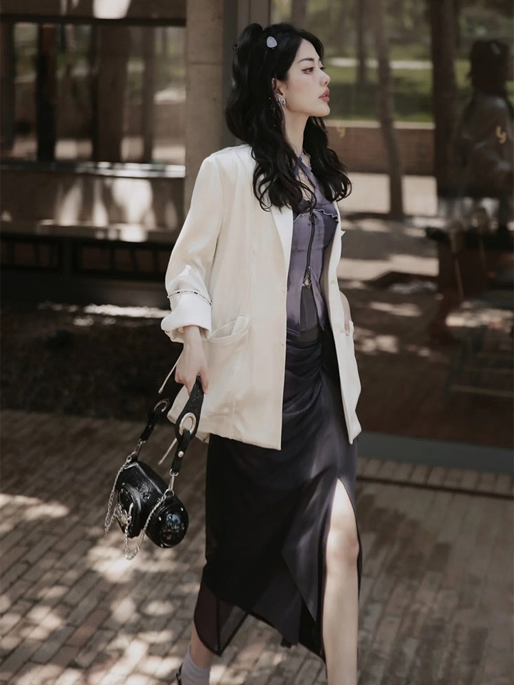 Asymmetry Elegant Pencil Tight Slit Long-Skirt