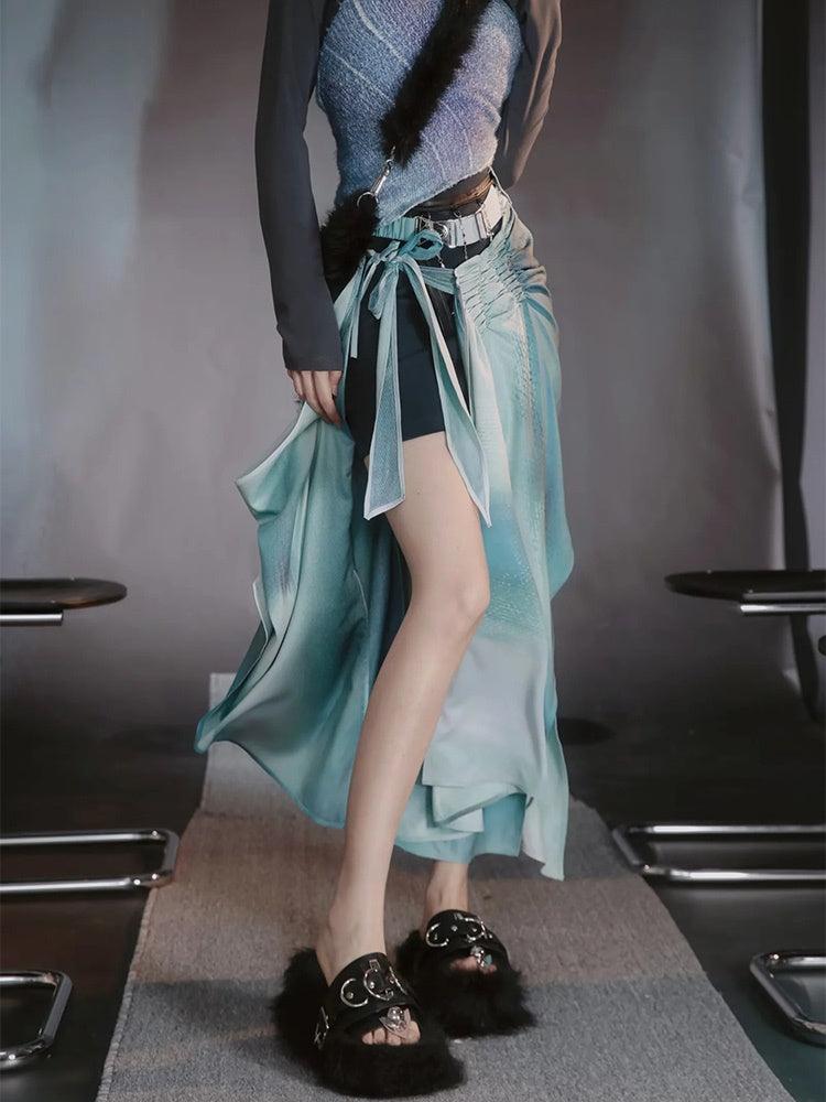 Tie-Dye Refreshing Chic Knit-One-Piece&Long-Skirt