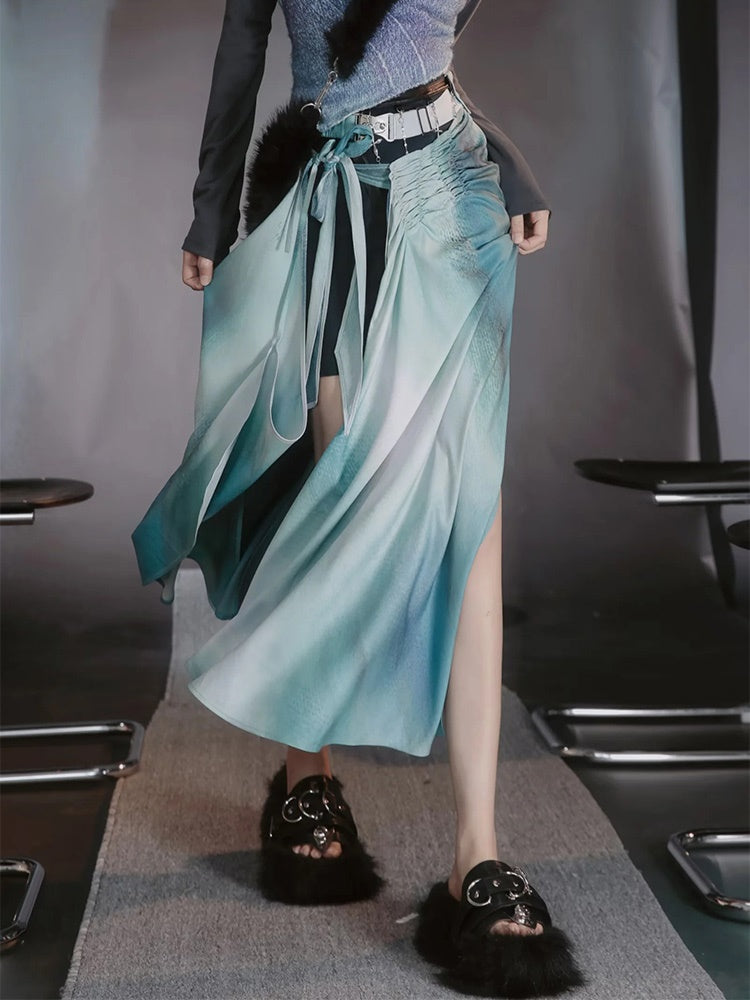 Tie-Dye Refreshing Chic Knit-One-Piece&Long-Skirt