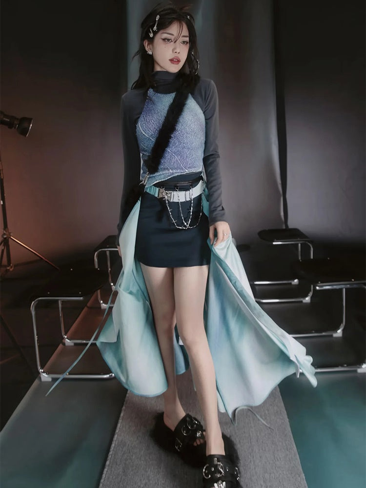 Tie-Dye Refreshing Chic Knit-One-Piece&Long-Skirt