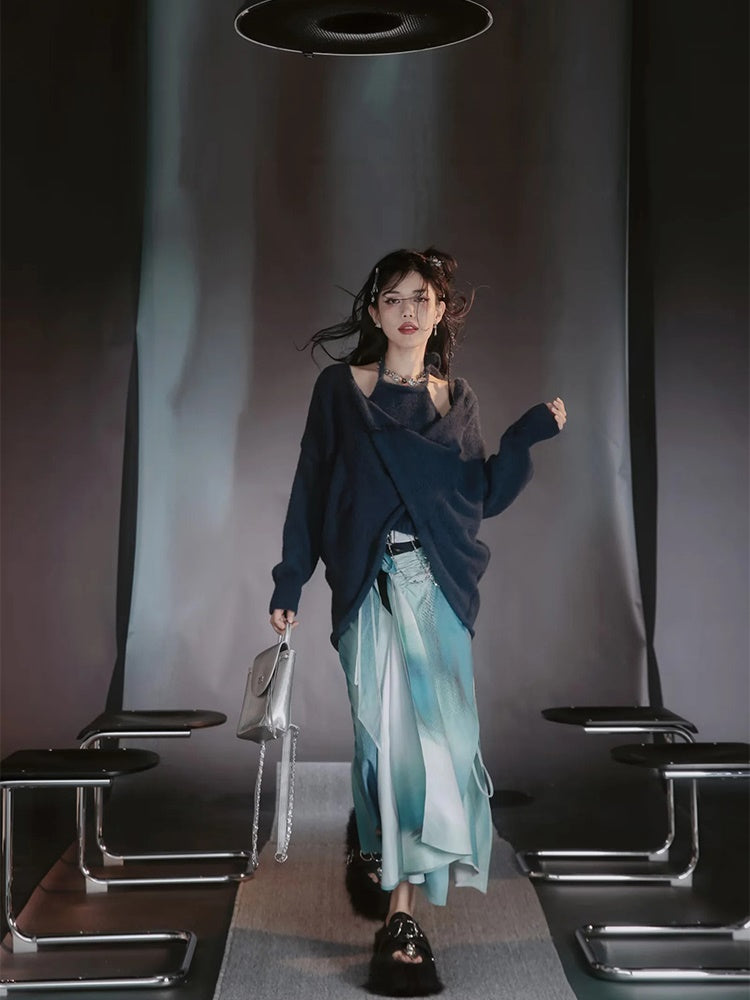 Tie-Dye Refreshing Chic Knit-One-Piece&Long-Skirt