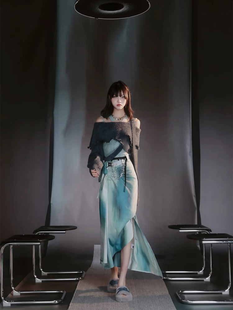 Tie-Dye Refreshing Chic Knit-One-Piece&Long-Skirt